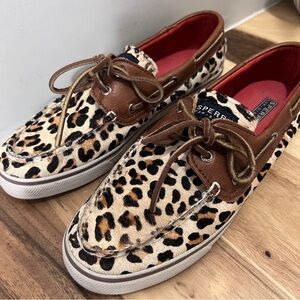 Sperry Leopard fur boat shoes